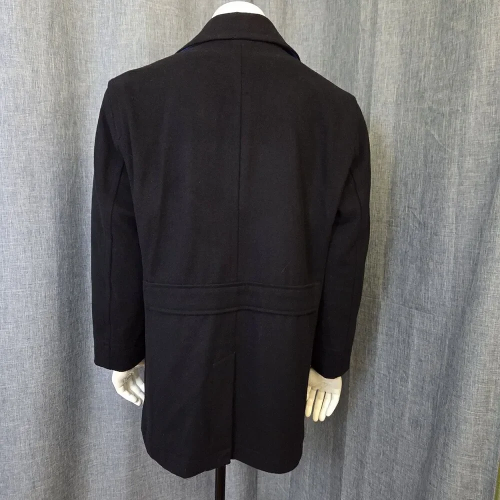Egara Peacoat Wool Blend Men's L Quilt Lined Very Dark Navy/Black